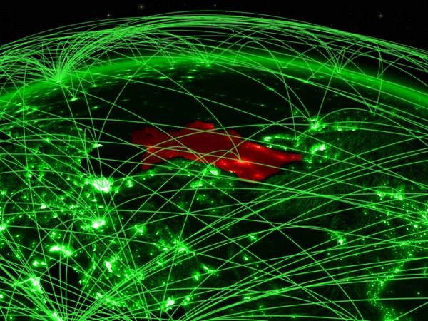 Turkménistan Sur Planète Verte Terre Avec Réseau International Représentant Communication — Photo