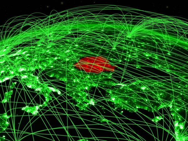 Roumanie Sur Planète Verte Terre Avec Réseau International Représentant Communication — Photo