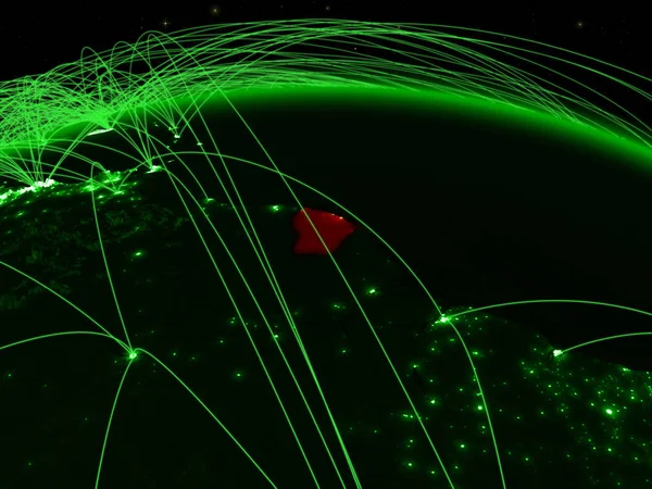 Guayana Francesa Planeta Verde Tierra Con Red Internacional Que Representa —  Fotos de Stock