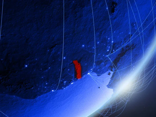 Togo yeşil modeli bir gece ağı ile dünya gezegeni. Kavramı mavi dijital teknoloji, iletişim ve seyahat. 3D çizim. Nasa tarafından döşenmiş bu görüntü unsurları.