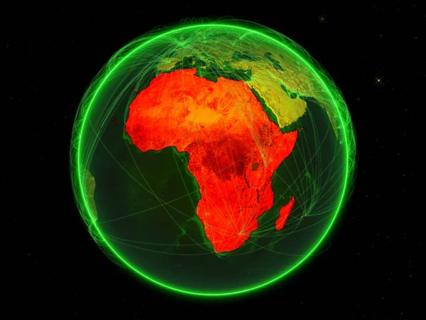 Africa Sulla Terra Verde Con Reti Può Rappresentare Traffico Aereo — Foto Stock