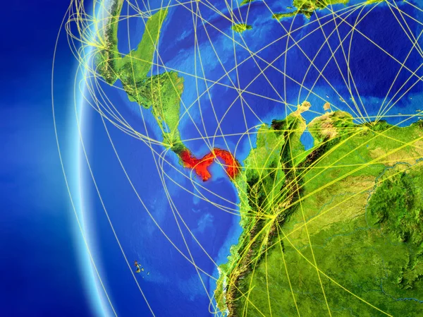 Panama Aus Dem Raum Auf Modell Der Erde Mit Internationalem — Stockfoto