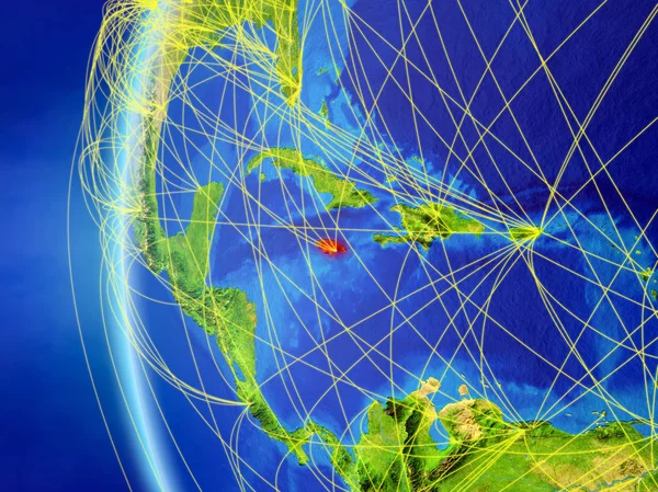 国際的なネットワークを持つ地球のモデル上の領域からジャマイカ デジタル コミュニケーションや旅行のコンセプトです イラスト Nasa から提供されたこのイメージの要素 — ストック写真