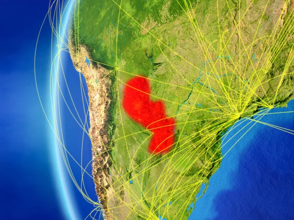 Парагвай Космоса Модели Земли Международной Сетью Концепция Цифровой Коммуникации Путешествий — стоковое фото