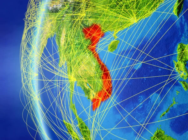 베트남 네트워크와 지구의 모델에 공간에서 디지털 여행의 개념입니다 그림입니다 Nasa에서 — 스톡 사진