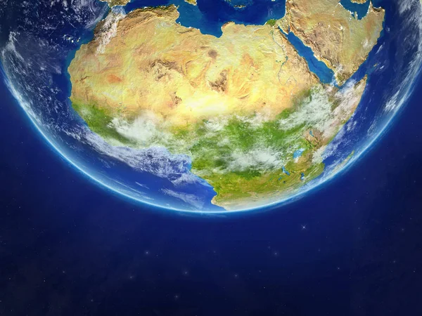 África Desde Espacio Modelo Realista Del Planeta Tierra Detalle Extremadamente —  Fotos de Stock