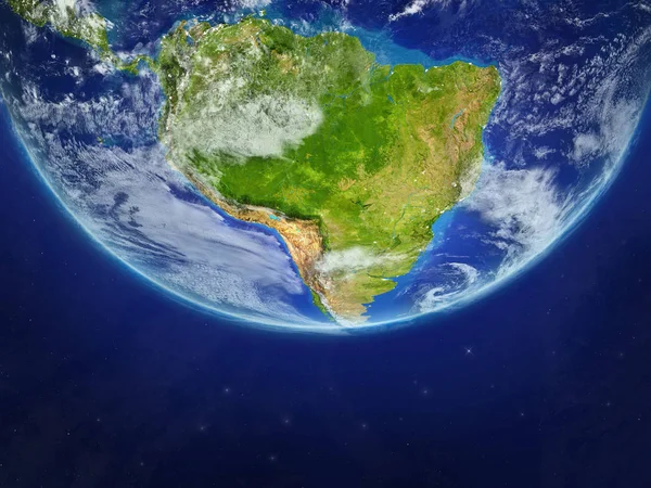 Sudamérica Desde Espacio Modelo Realista Del Planeta Tierra Detalle Extremadamente —  Fotos de Stock