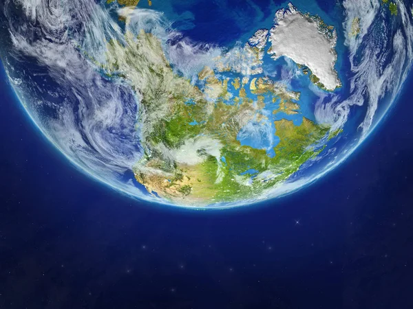 Amérique Nord Partir Espace Sur Modèle Réaliste Planète Terre Détail — Photo