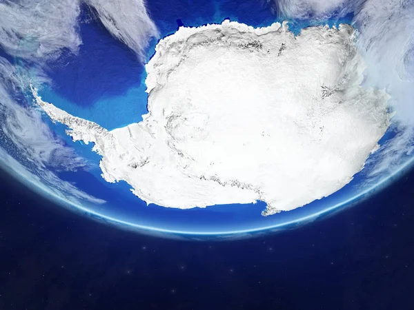 地球の現実的なモデル上の領域から南極 惑星の表面と雲の非常に細かい イラスト Nasa から提供されたこのイメージの要素 — ストック写真
