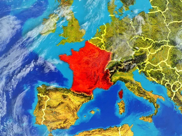 Francia Spazio Modello Pianeta Terra Con Confini Paese Particolare Estremamente — Foto Stock
