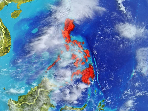 Filipinas Desde Espacio Modelo Del Planeta Tierra Con Fronteras Nacionales — Foto de Stock