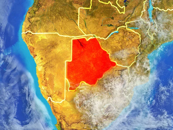 Botswana Desde Espacio Modelo Del Planeta Tierra Con Fronteras Nacionales — Foto de Stock