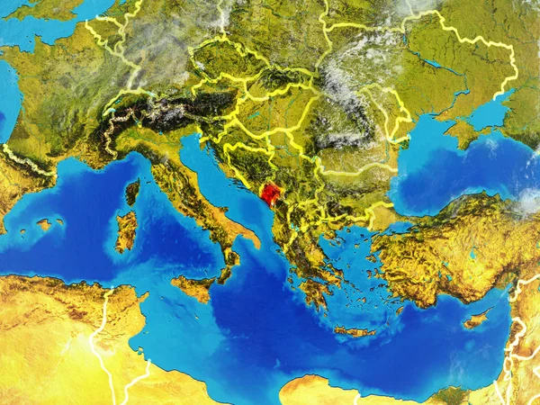 Μαυροβούνιο Από Χώρο Στο Μοντέλο Του Πλανήτη Σύνορα Της Χώρας — Φωτογραφία Αρχείου