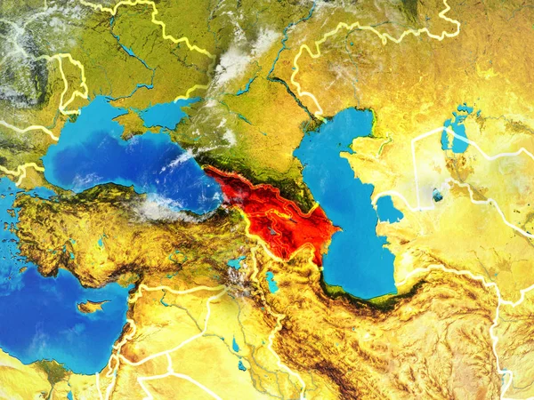 Regione Del Caucaso Dallo Spazio Sul Modello Del Pianeta Terra — Foto Stock