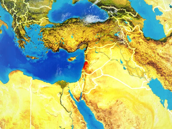 Lübnan Modeli Bir Ülke Sınırları Ile Dünya Gezegeni Uzaydan Son — Stok fotoğraf