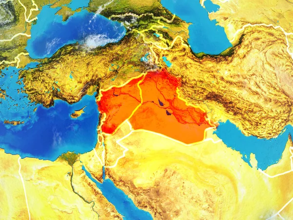 Estado Islâmico Espaço Modelo Planeta Terra Com Fronteiras País Detalhe — Fotografia de Stock