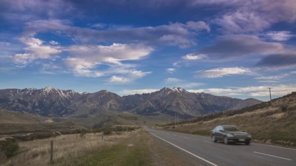 Красиві Роуд Новій Зеландії Провідний Артурс Pass Національний Парк Оточений — стокове відео