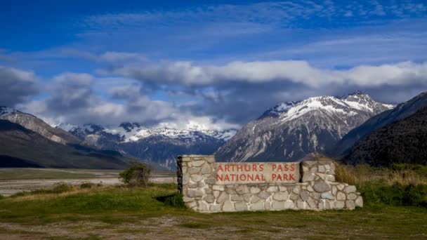 Espectacular Vista Entrada Arthurs Pass Nueva Zelanda Impresionante Paisaje Montañas — Vídeos de Stock