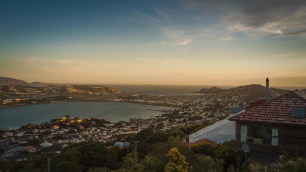 Όμορφη Βραδιά Στο Wellington Της Νέας Ζηλανδίας Timelapse Βίντεο Δείτε — Αρχείο Βίντεο