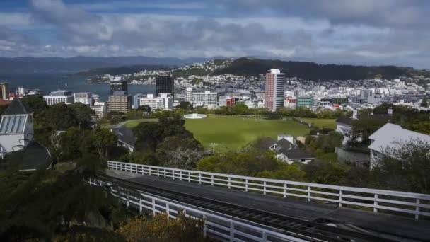 Timelapse Videó Híres Wellington Felvonó Városközpont Látképe — Stock videók