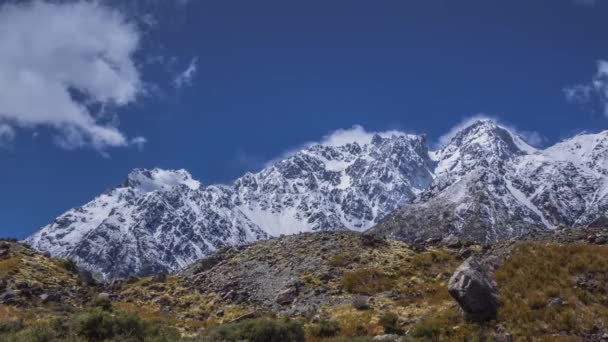 Timelapse Nuages Formant Sommet Sommets Magnifiques Des Alpes Sud Aoraki — Video