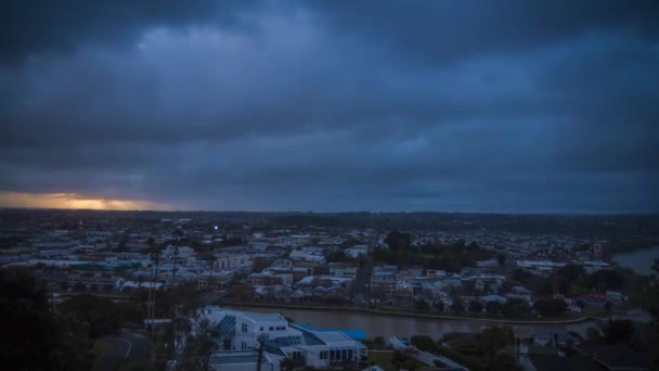 Timelapse Videó Nightfall Whanganui Zéland Gyönyörű Kilátás Nyílik Városra Nappal — Stock videók