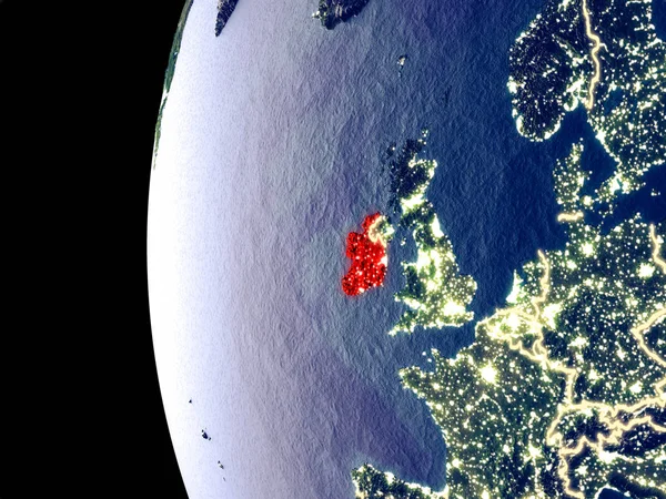 Нічний Погляд Ірландії Космосу Видимими Місто Вогнів Дуже Докладний Пластикові — стокове фото