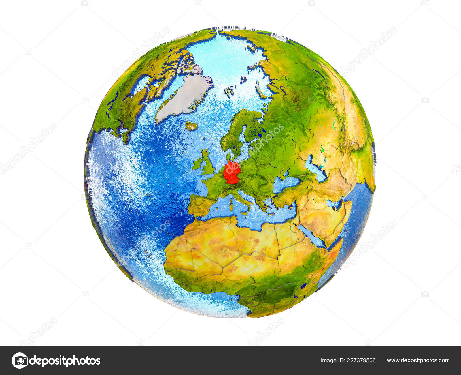 Germany Model Earth Country Borders Water Oceans Illustration Isolated White Stock Photo C Tom Griger 227379506
