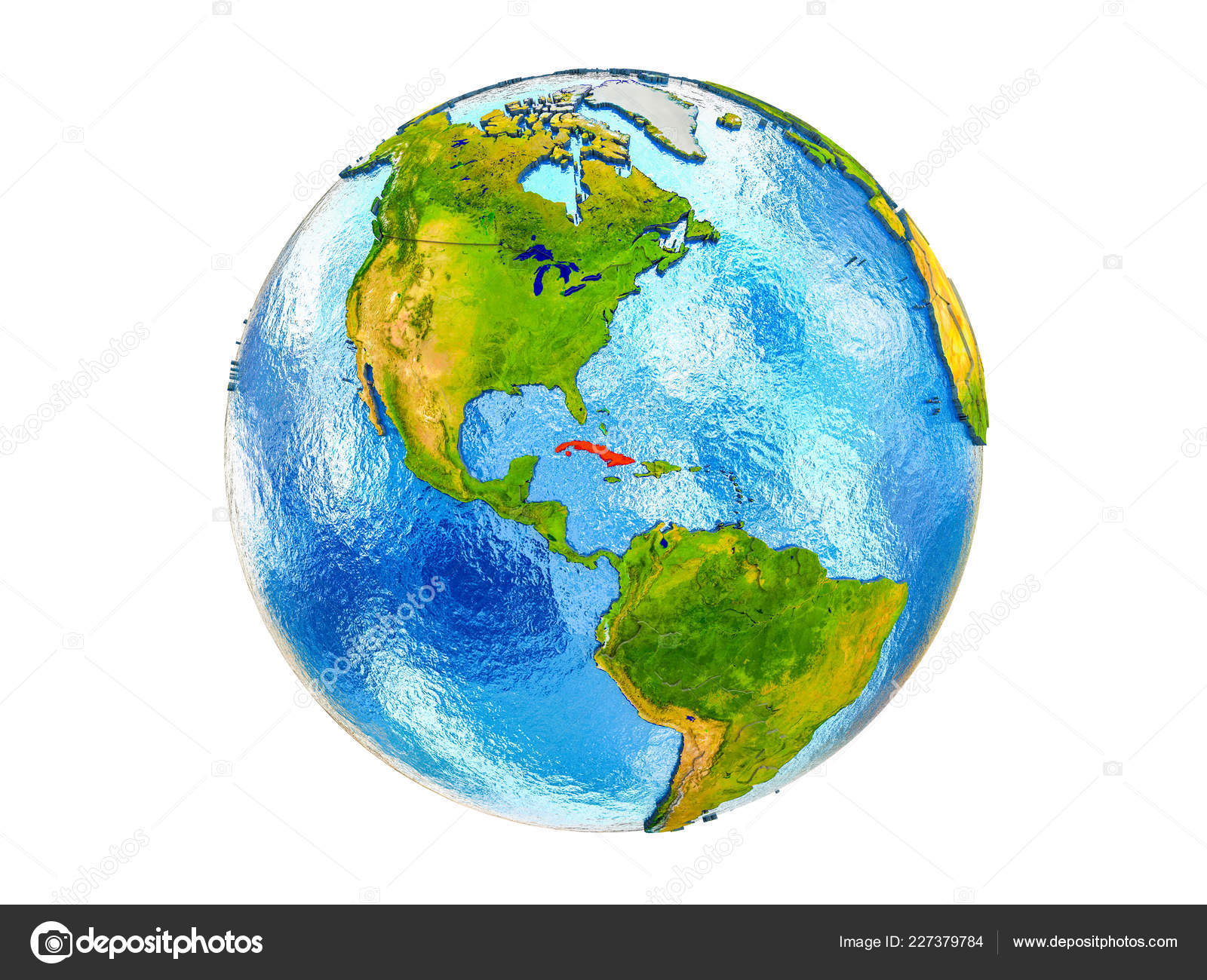 Cuba Model Earth Country Borders Water Oceans Illustration Isolated White Stock Photo C Tom Griger 227379784