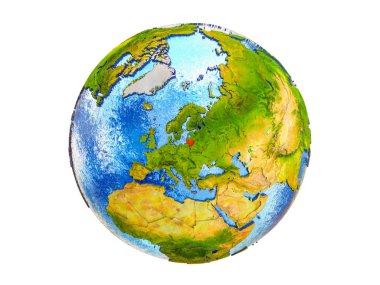 Litvanya Earth 3d modeli ülke sınırları ve okyanuslardaki su ile. 3d illüstrasyon izole beyaz arka plan üzerinde.