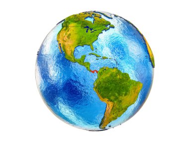 Panama Earth 3d modeli ülke sınırları ve okyanuslardaki su ile. 3d illüstrasyon izole beyaz arka plan üzerinde.