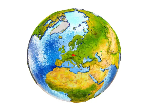 国境と海洋における水の地球の モデルのチェコスロバキア共和国 白い背景で隔離の — ストック写真