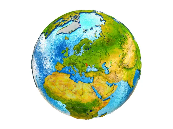 Молдова Модели Земли Границами Страны Водой Океанах Иллюстрация Белом Фоне — стоковое фото