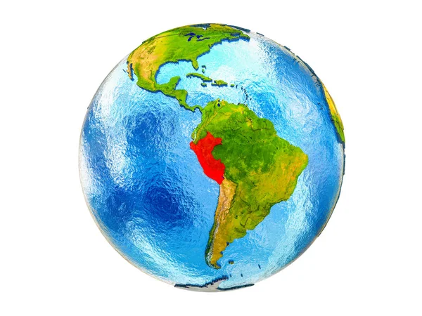 Перу Моделі Землі Кордони Води Океанах Ілюстрація Ізольовані Білому Тлі — стокове фото