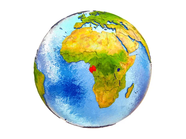 Gabon Auf Modell Der Erde Mit Ländergrenzen Und Wasser Ozeanen — Stockfoto
