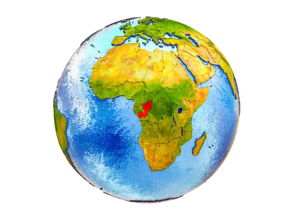 刚果3D 模型的地球与国家边界和水在海洋 例证查出在白色背景 — 图库照片