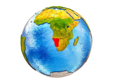 Namibya Earth 3d modeli ülke sınırları ve okyanuslardaki su ile. 3d illüstrasyon izole beyaz arka plan üzerinde.