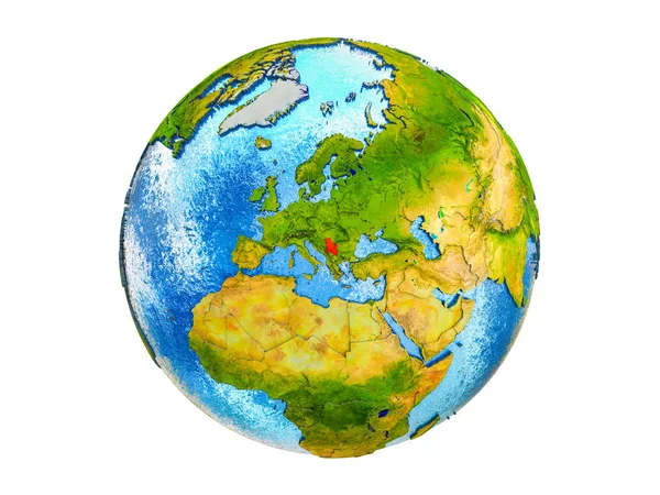 Сербія Моделі Землі Кордони Води Океанах Ілюстрація Ізольовані Білому Тлі — стокове фото