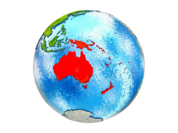 Australien Auf Modell Der Erde Mit Ländergrenzen Und Wasser Den — Stockfoto