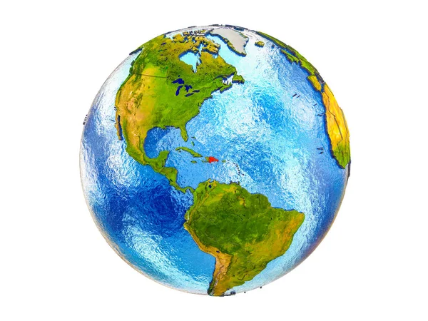 Доминиканская Республика Модели Земли Границами Страны Водой Океанах Иллюстрация Белом — стоковое фото