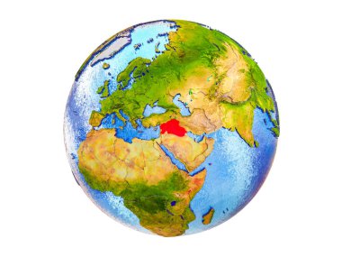 İslam devleti Earth 3d modeli ülke sınırları ve okyanuslardaki su ile. 3d illüstrasyon izole beyaz arka plan üzerinde.