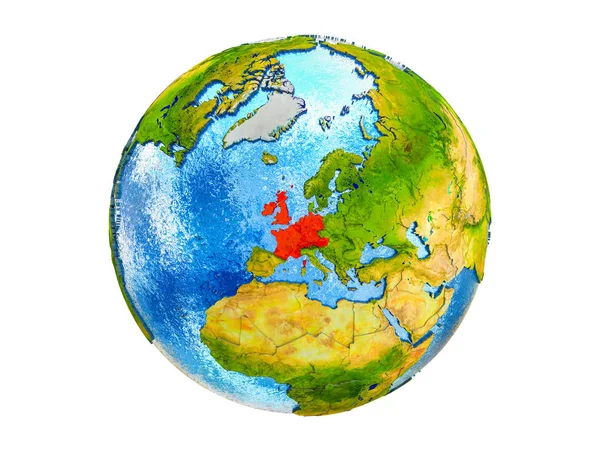 Západní Evropa Model Země Hranice Země Vody Oceánech Ilustrace Izolované — Stock fotografie