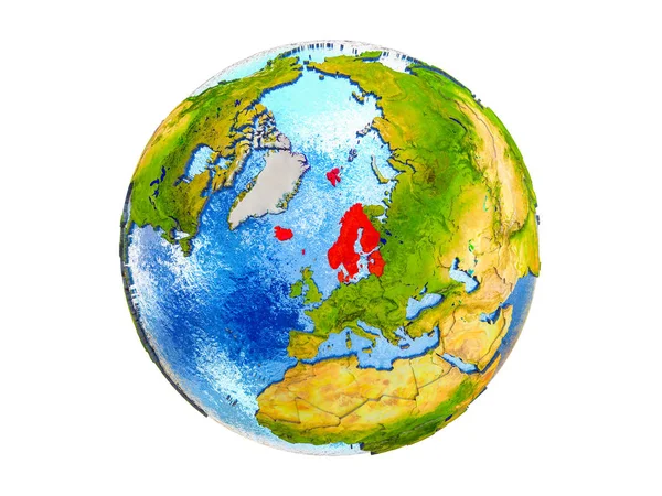 Βόρεια Ευρώπη Μοντέλο Της Γης Σύνορα Χώρας Και Νερό Στους — Φωτογραφία Αρχείου