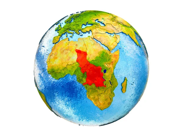 Africa Centrale Sul Modello Della Terra Con Confini Nazionali Acqua — Foto Stock