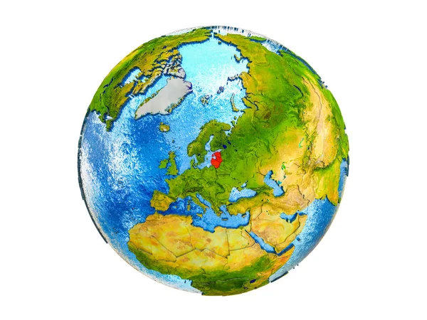 Państwa Bałtyckie Modelu Ziemi Granic Kraju Wody Oceanach Ilustracja Białym — Zdjęcie stockowe