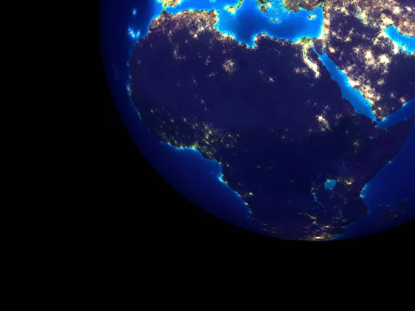 Africa Space Night Very High Detail Earth Surface Very Bright — Stock Photo, Image