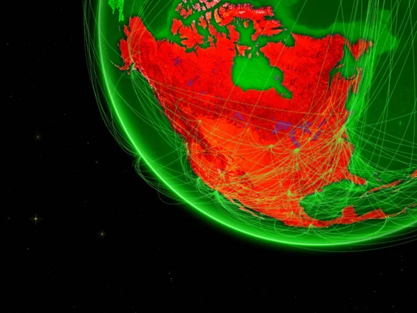 Amérique Nord Sur Terre Verte Avec Réseau Concept Connectivité Internet — Photo