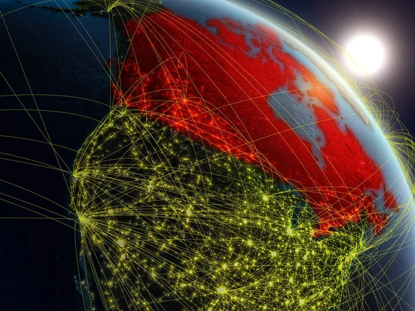 Canada Aus Dem All Auf Realistischem Modell Des Planeten Erde — Stockfoto