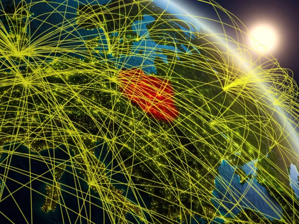 Polarkreis Aus Dem All Auf Realistischem Modell Des Planeten Erde — Stockfoto