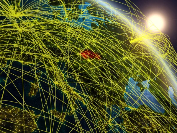 Słowacja Kosmosu Realistyczny Model Ziemi Sieci Koncepcja Technologii Cyfrowej Łączność — Zdjęcie stockowe